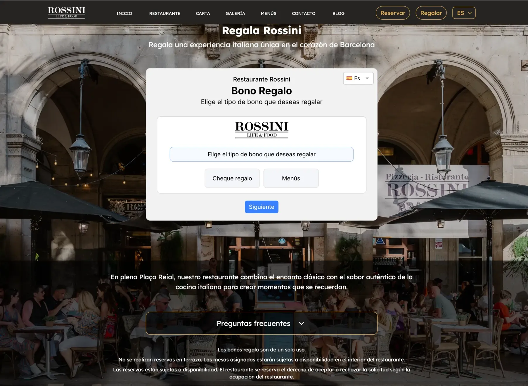Regala una experiencia inolvidable: descubre el voucher regalo de Rossini